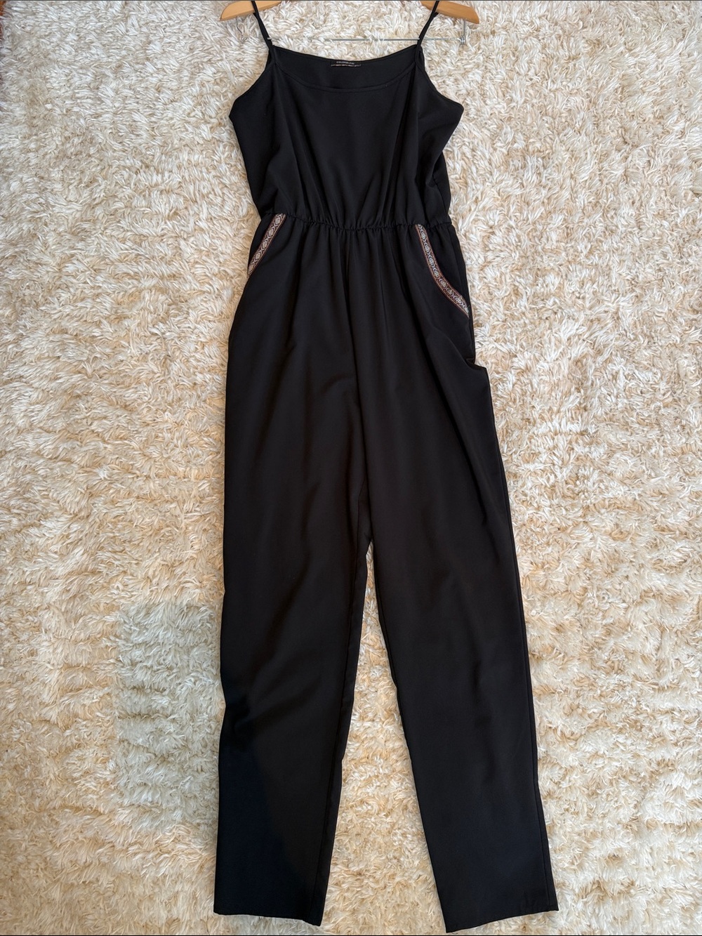 Women's Black Sleeveless Jumpsuit with Elastic Waist
